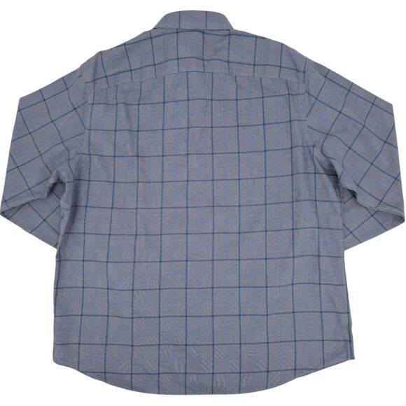UNTUCKit Men's Ortman Wrinkle Free Relaxed Long Sleeve Shirt Gray/Blue Plaid XL - Picture 4 of 11